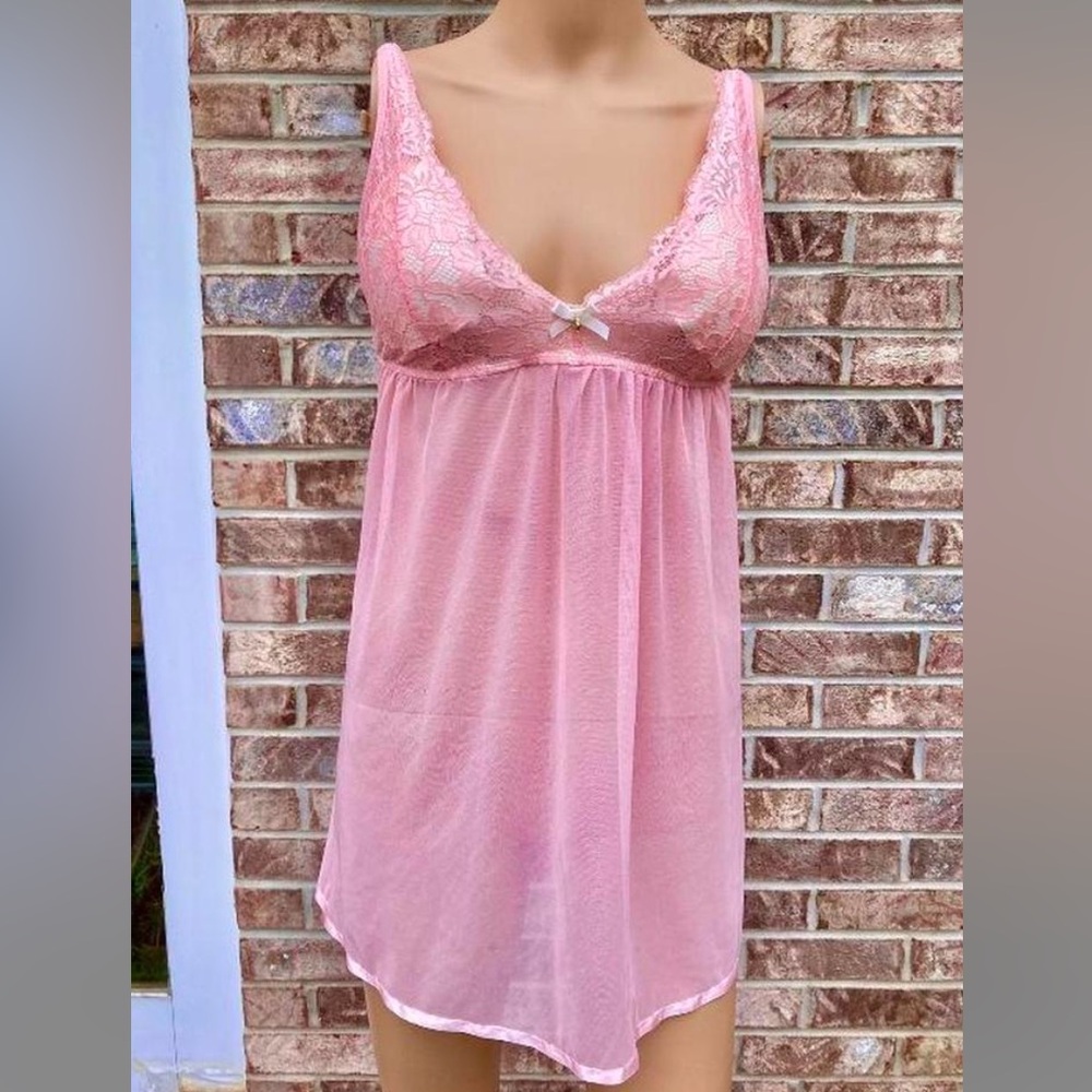 Elegant Pink Lace Babydoll Slip